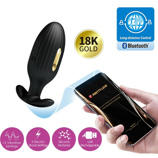 Pretty Love Jefferson App Controlled Anal Plug Black | Niks.fi verkkokauppa