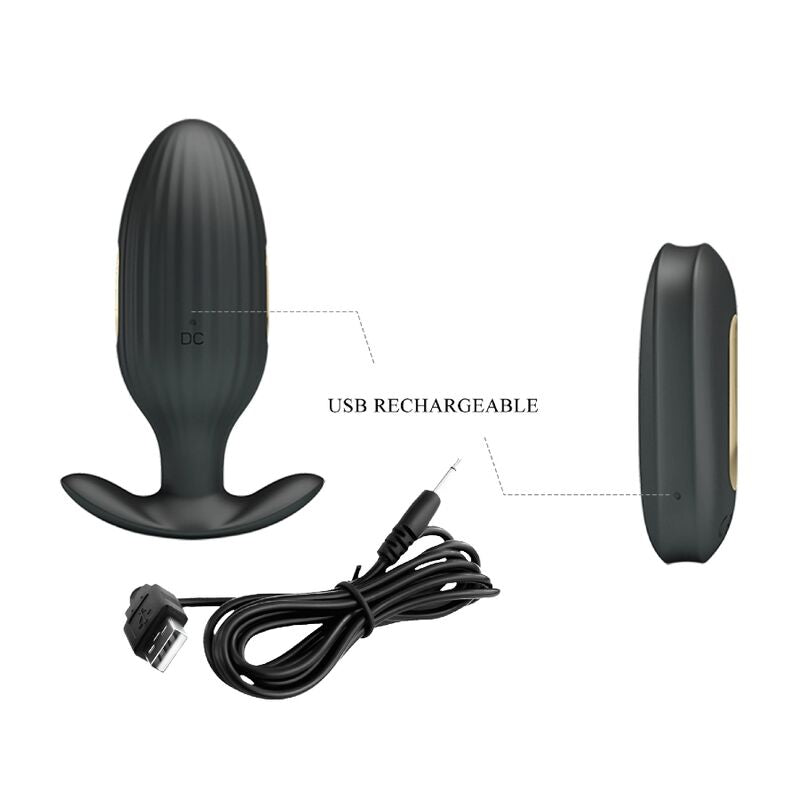Pretty Love Kelly Plug Anal Rechargeable Vibrator Black | Niks.fi verkkokauppa