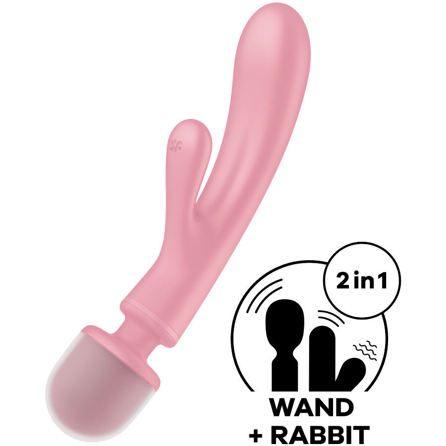 Satisfyer Triple Lover Rabbit Vibrator Massager Pink | Niks.fi verkkokauppa