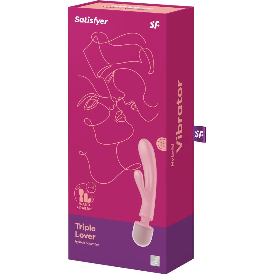 Satisfyer Triple Lover Rabbit Vibrator Massager Pink | Niks.fi verkkokauppa