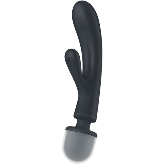 Satisfyer Triple Lover Rabbit Vibrator Massager Grey | Niks.fi verkkokauppa