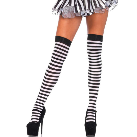 Leg Avenue Black/White Striped High Socks | Niks.fi verkkokauppa