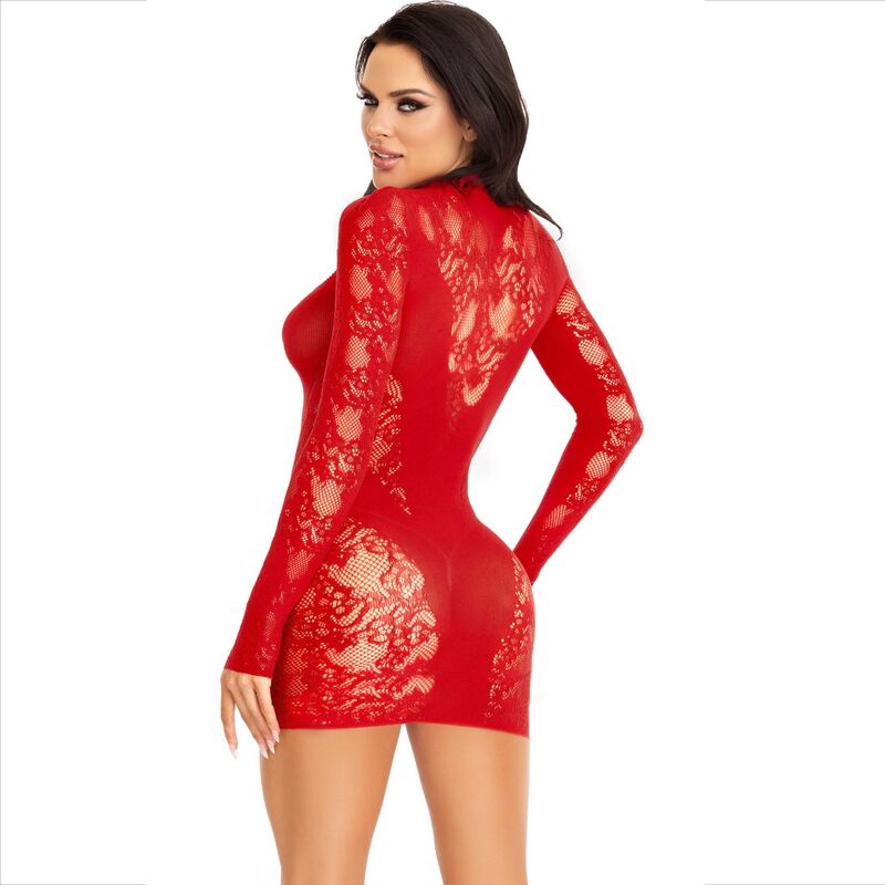 Leg Avenue Mini Dress With Lace Long Sleeve Red | Niks.fi verkkokauppa