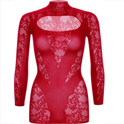 Leg Avenue Mini Dress With Lace Long Sleeve Red | Niks.fi verkkokauppa