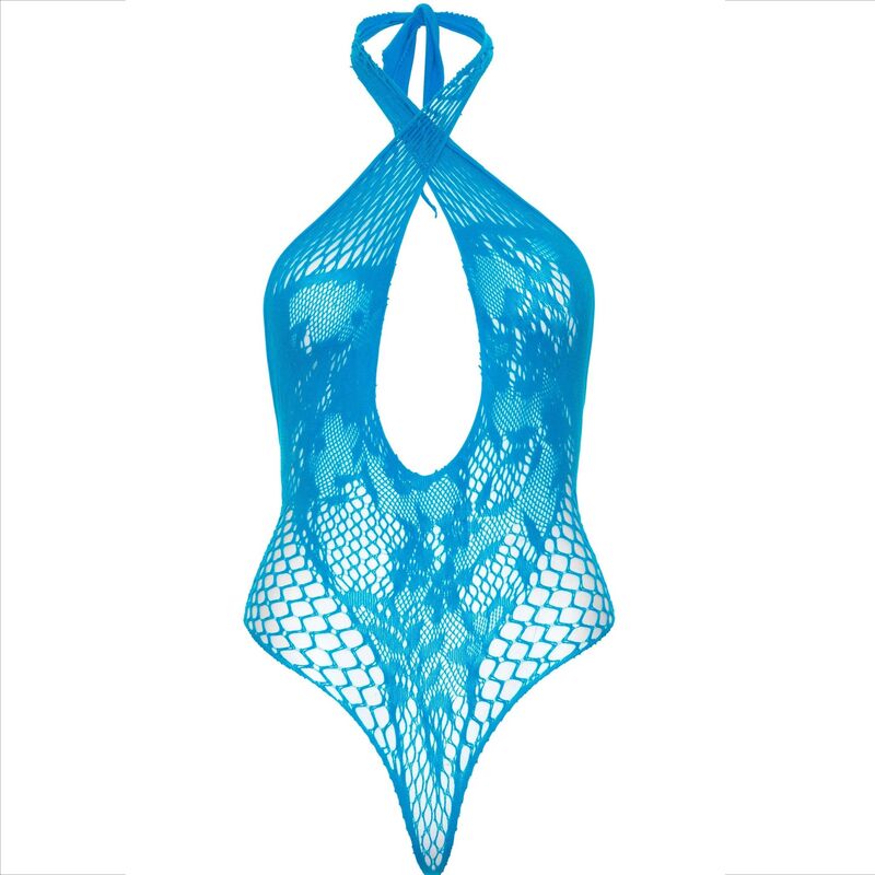 Leg Avenue Teddy Halter With Lace Blue | Niks.fi verkkokauppa