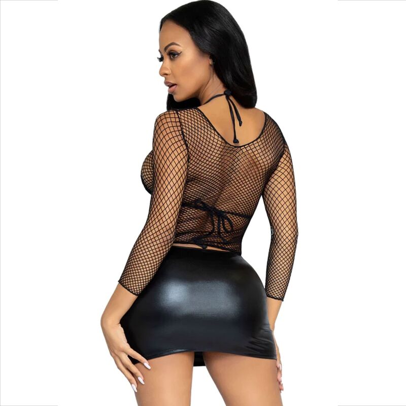 Leg Avenue Fishnet Long Sleeve T-Shirt Black | Niks.fi verkkokauppa