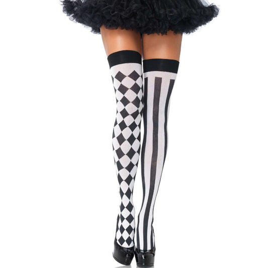 Leg Avenue Black/White Arlequin High Socks | Niks.fi verkkokauppa