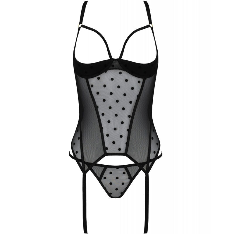 Passion Marina Corset & Thong Black L/Xl | Niks.fi verkkokauppa