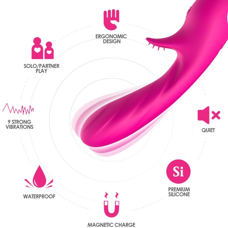 Armony Romance Vibrator With Stimulator Fuchsia | Niks.fi verkkokauppa