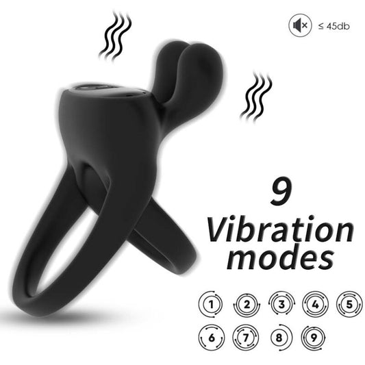 Armony Ring Vibrator Rabbit Black | Niks.fi verkkokauppa