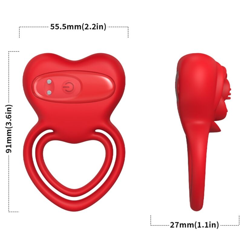 Armony Ring Vibrator Heart Red | Niks.fi verkkokauppa