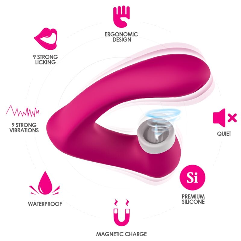 Armony Secretkiss Licking Vibrating Clit & Vibrator Curved Fuchsia | Niks.fi verkkokauppa
