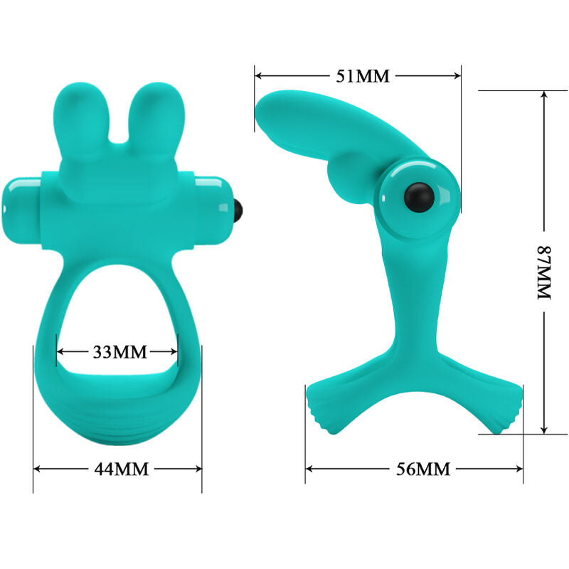 Pretty Love Dante Green Rabbit Vibrator Ring | Niks.fi verkkokauppa