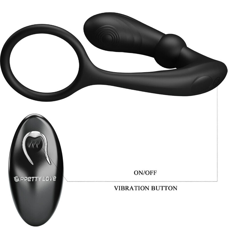 Pretty Love Warren Black Anal Ring & Vibrator | Niks.fi verkkokauppa