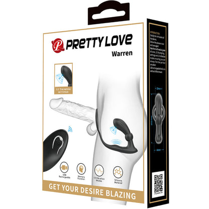 Pretty Love Warren Black Anal Ring & Vibrator | Niks.fi verkkokauppa