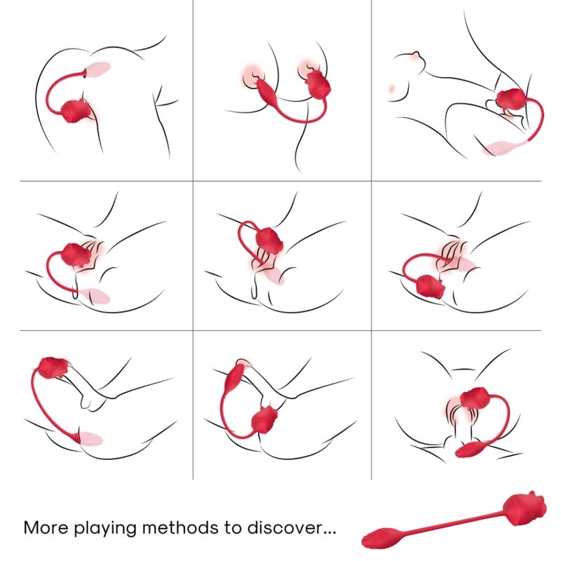 Armony Rose 2 In 1 Suction Stimulator & Vibrator 10 Modes With Red Tail | Niks.fi verkkokauppa