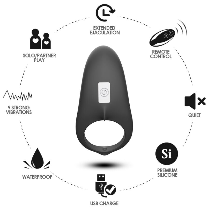 Armony Shark Vibrator Ring For Couples Remote Control Black | Niks.fi verkkokauppa