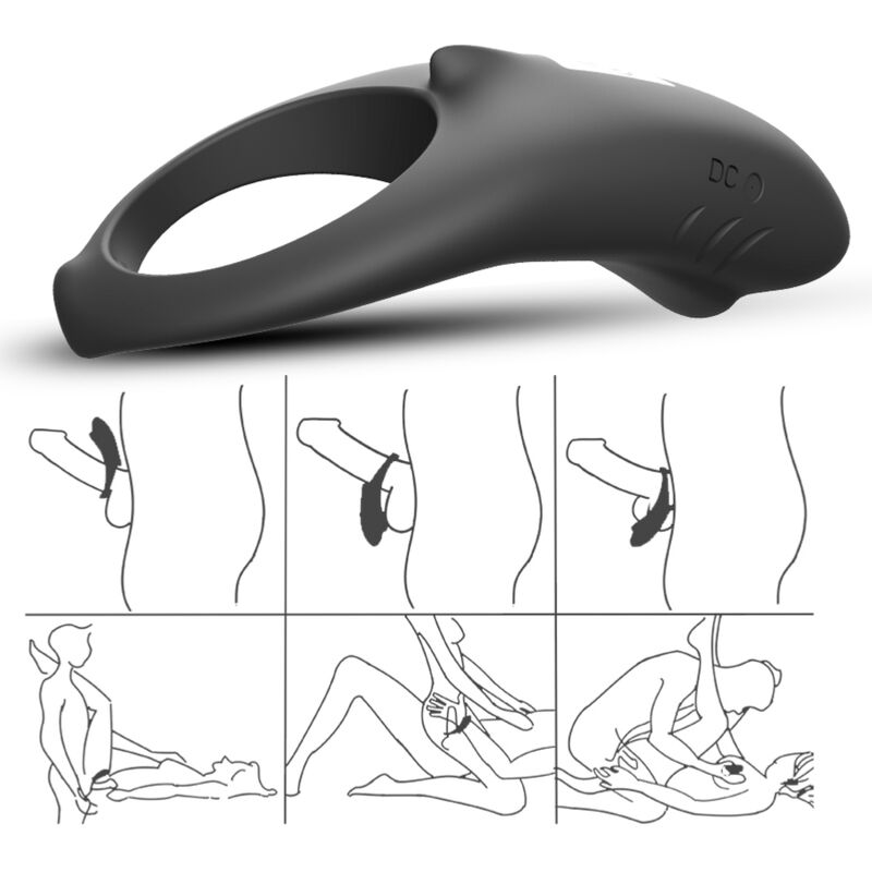 Armony Shark Vibrator Ring For Couples Remote Control Black | Niks.fi verkkokauppa