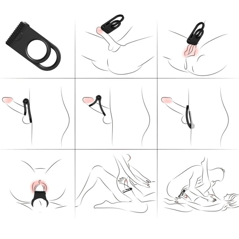 Armony Twins Double Vibrator Ring For Couples Black | Niks.fi verkkokauppa