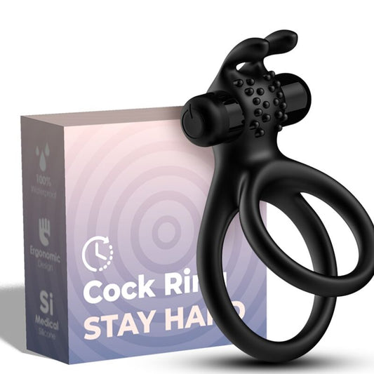 Armony Traveler Double Vibrator Ring For Couples Rabbit Black | Niks.fi verkkokauppa