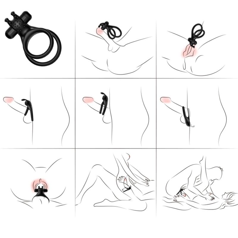 Armony Traveler Double Vibrator Ring For Couples Rabbit Black | Niks.fi verkkokauppa