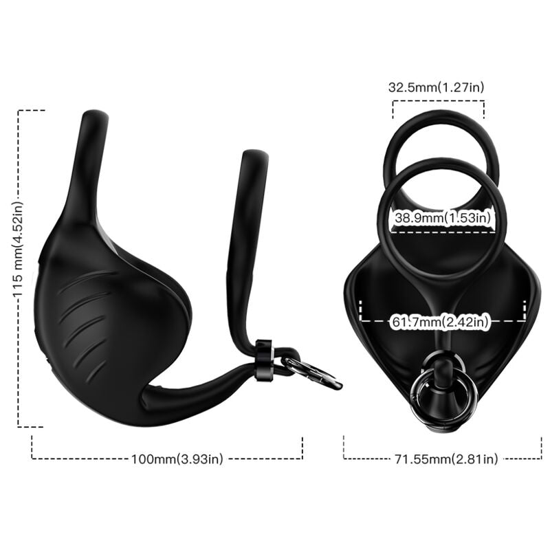 Armony Manta Scrotum Vibrator Ring Remote Control Black | Niks.fi verkkokauppa