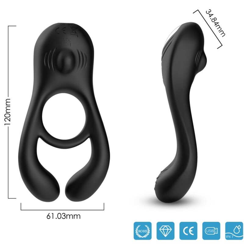 Armony Veyron Double Vibrator Ring Toy For Couples Remote Control Black | Niks.fi verkkokauppa