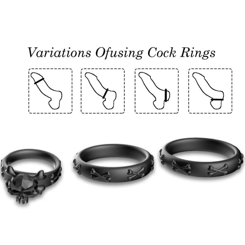 Armony Rings Calavera Silicone Black | Niks.fi verkkokauppa