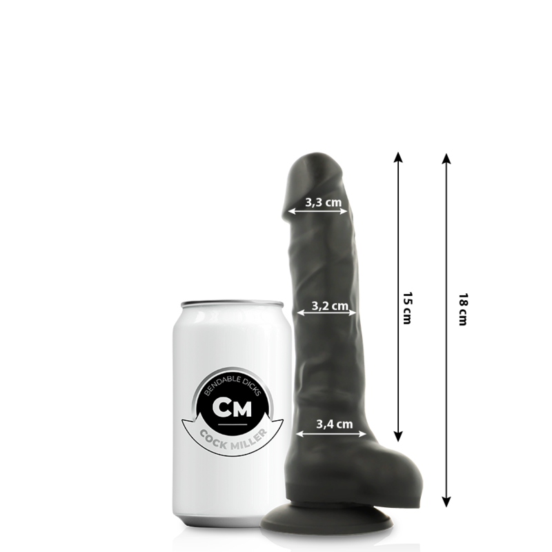 Cock Miller Silicone Density Cocksil Articulable Black 18 Cm | Niks.fi verkkokauppa