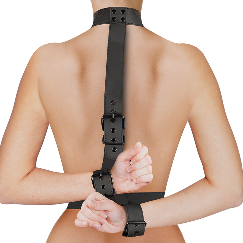 Fetish Submissive Bondage Collar & Wrist Cuffs Body Restraint Set | Niks.fi verkkokauppa