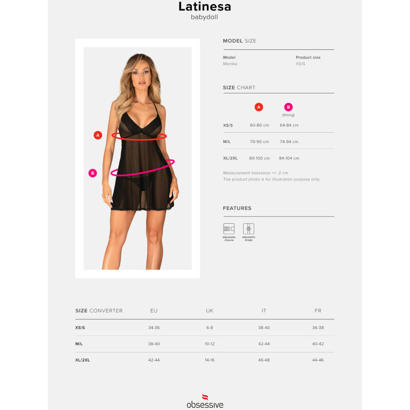 Obsessive Latinesa Babydoll & Thong Xs/S | Niks.fi verkkokauppa