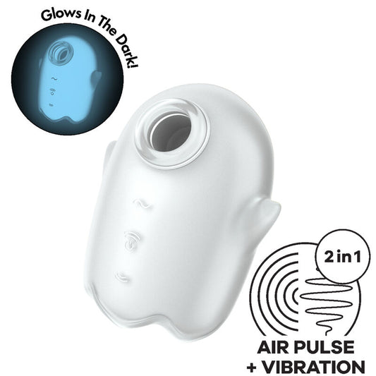 Satisfyerglowing Ghost Air Pulse & Vibrator White | Niks.fi verkkokauppa
