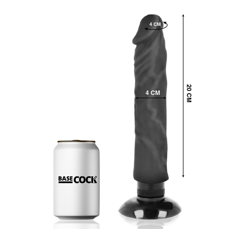 Basecock Realistic Vibrator 2-1 Black 20 Cm O- 4 Cm | Niks.fi verkkokauppa