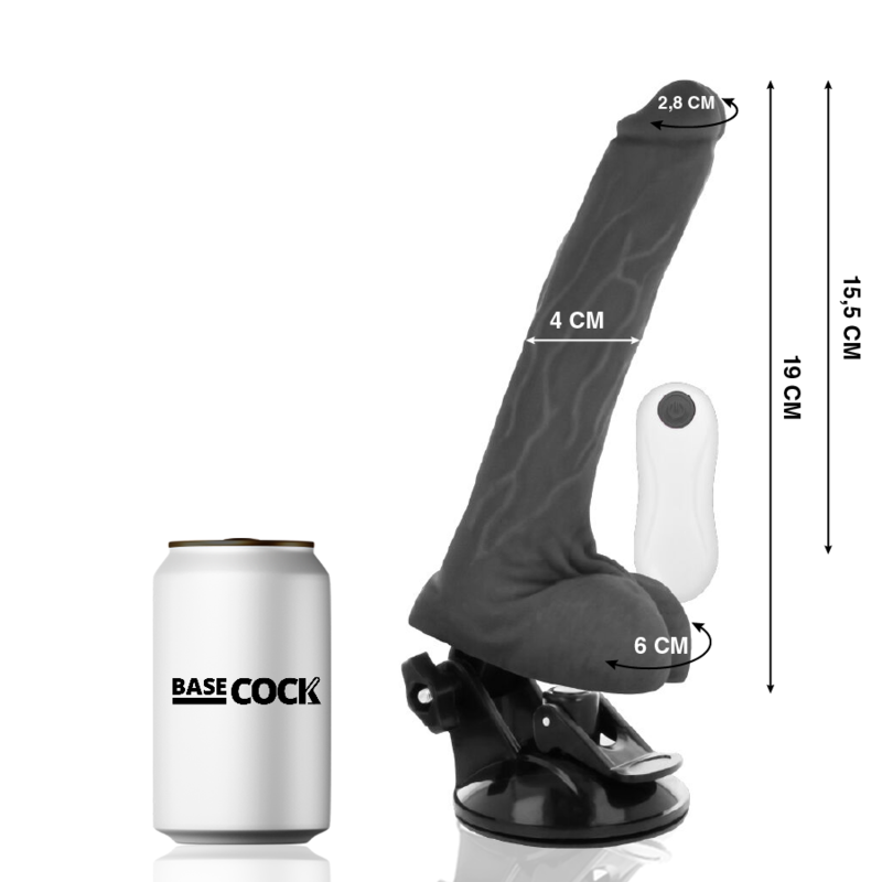 Basecock Realistic Vibrator Remote Control Black 19 Cm O- 4 Cm | Niks.fi verkkokauppa