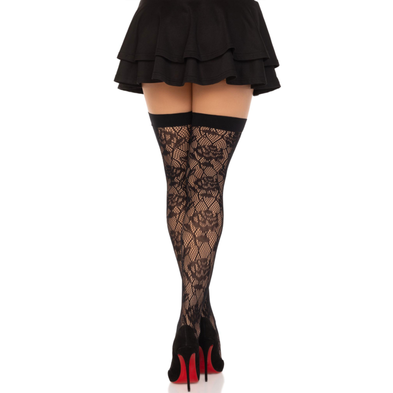 Leg Avenue Wild Roses Net Stocks Black | Niks.fi verkkokauppa