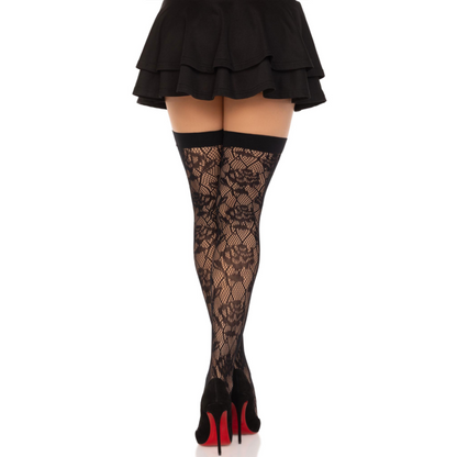 Leg Avenue Wild Roses Net Stocks Black | Niks.fi verkkokauppa