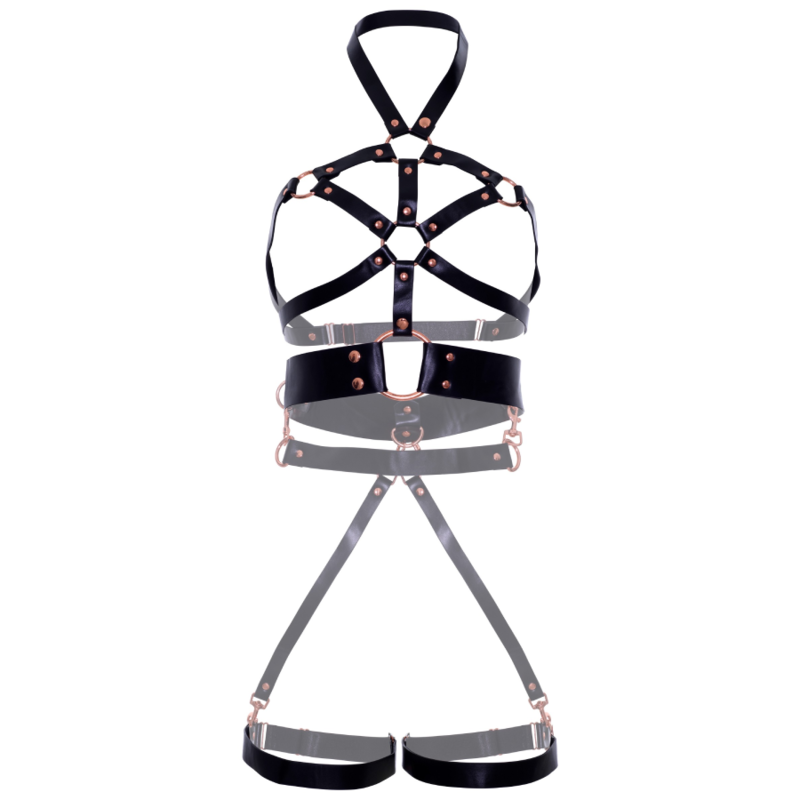 Leg Avenue Vegan Leather Grip Body Harness Black S | Niks.fi verkkokauppa