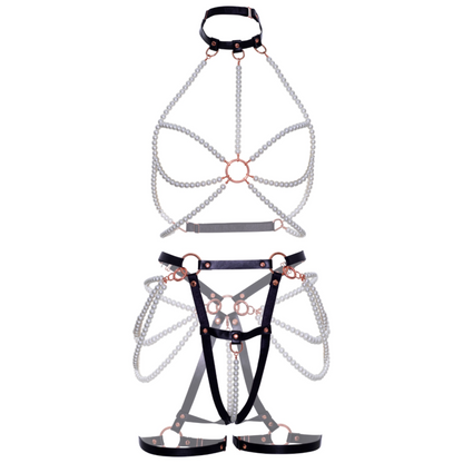 Leg Avenue Harness Bra & Pearl Garter S | Niks.fi verkkokauppa