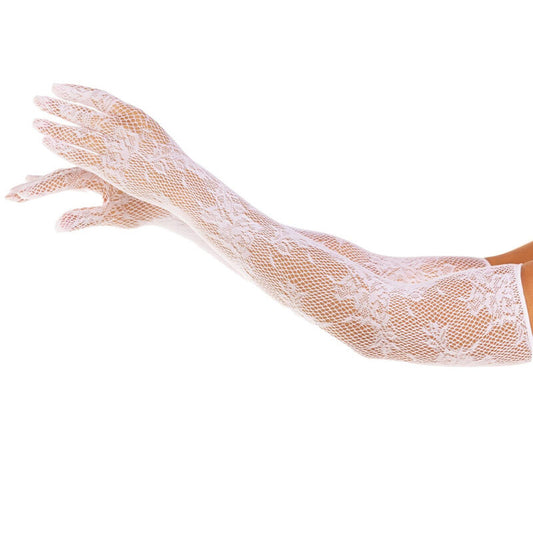 Leg Avenue Red Floral Gloves White | Niks.fi verkkokauppa