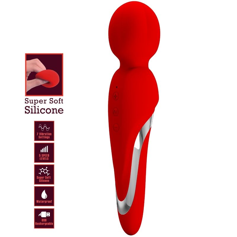 Pretty Love Walter Vibrator Wand Red | Niks.fi verkkokauppa