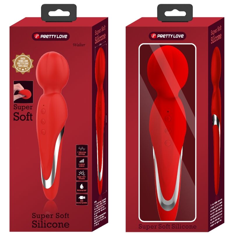 Pretty Love Walter Vibrator Wand Red | Niks.fi verkkokauppa