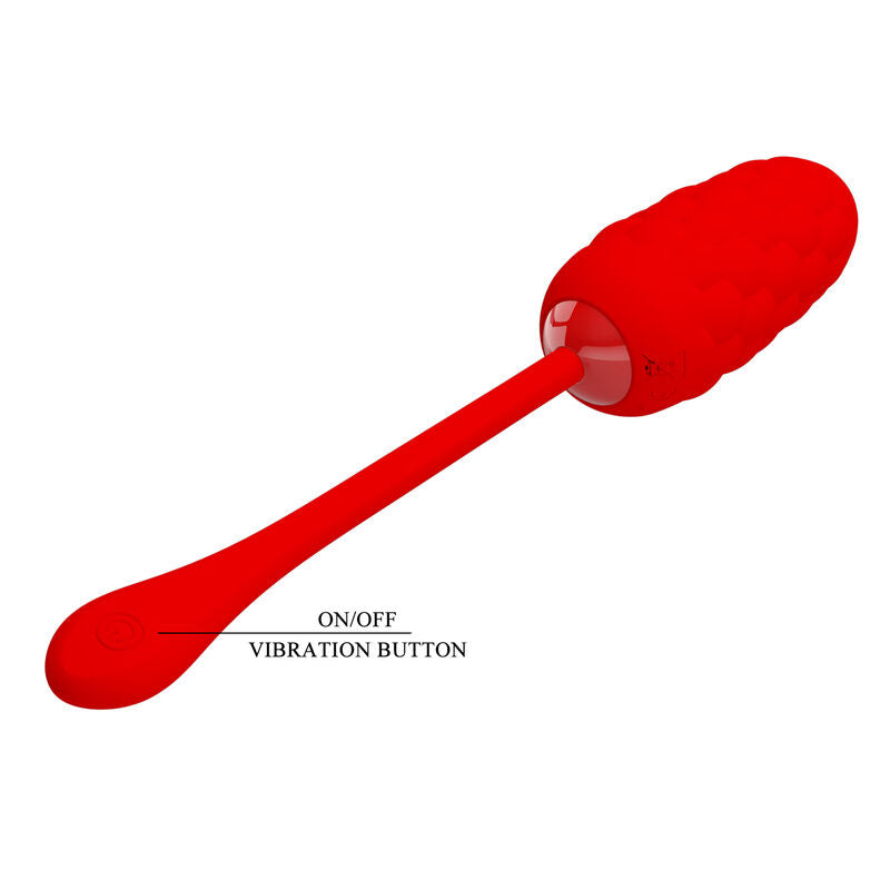 Pretty Love Vibrating Egg With Red Rechargeable Marine Texture | Niks.fi verkkokauppa