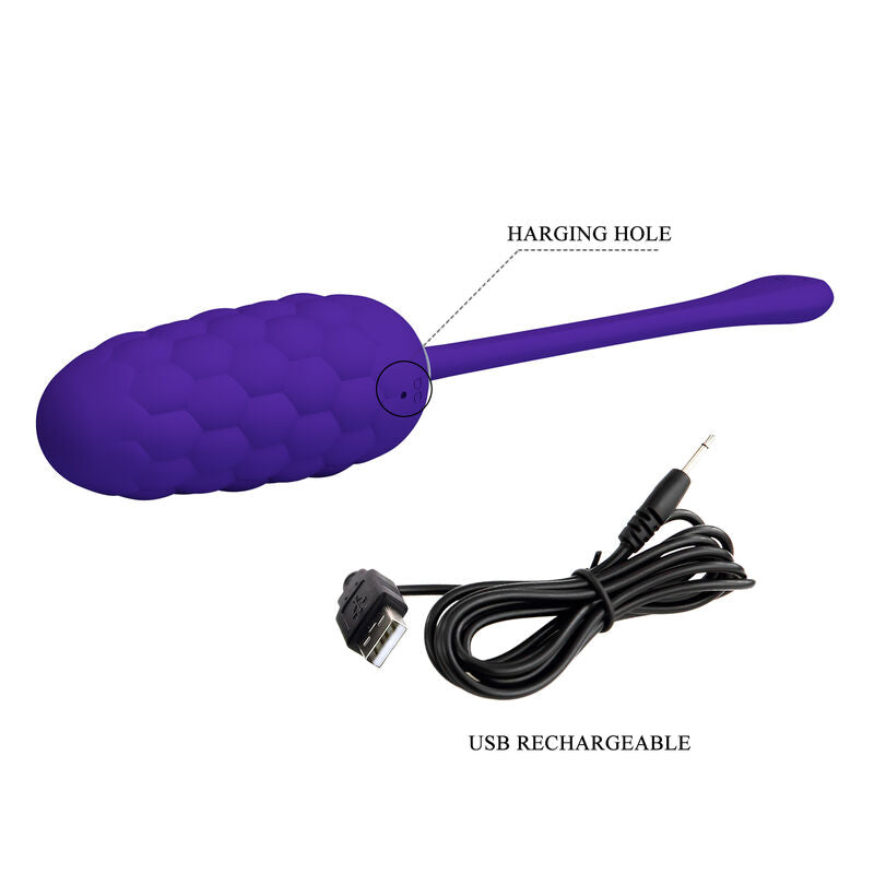 Pretty Love Vibrating Egg With Purple Rechargeable Marine Texture | Niks.fi verkkokauppa