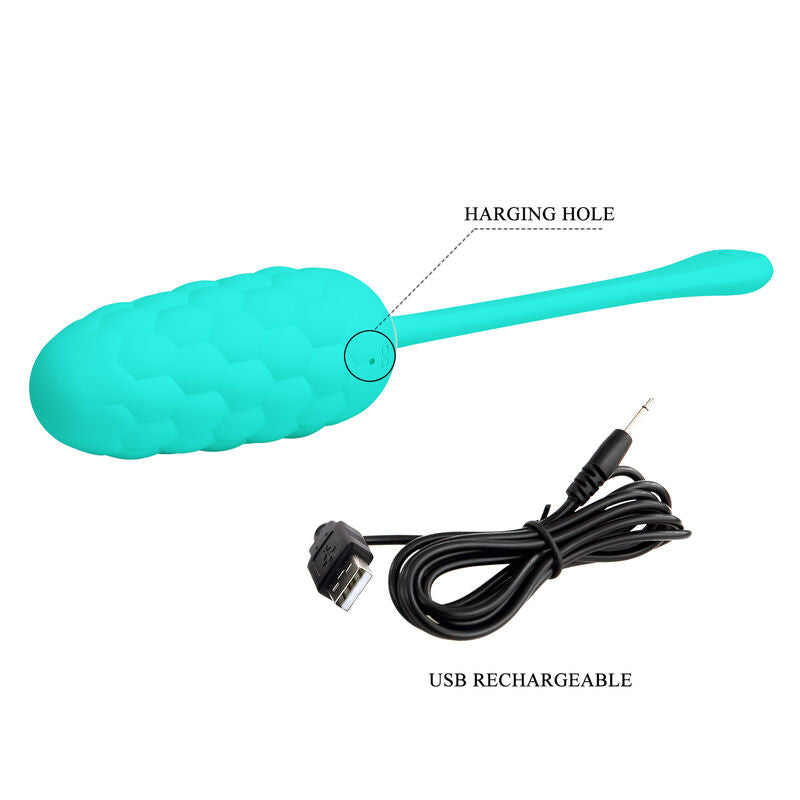 Pretty Love Vibrating Egg With Aqua Green Rechargeable Marine Texture | Niks.fi verkkokauppa