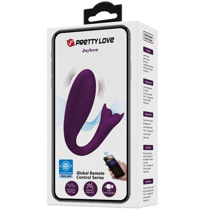 Pretty Love Jayleen Vibrator App Remote Control Purple | Niks.fi verkkokauppa
