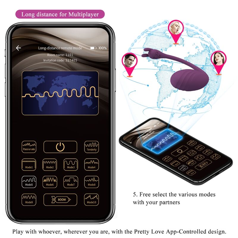 Pretty Love Catalina Vibrator App Remote Control Purple | Niks.fi verkkokauppa