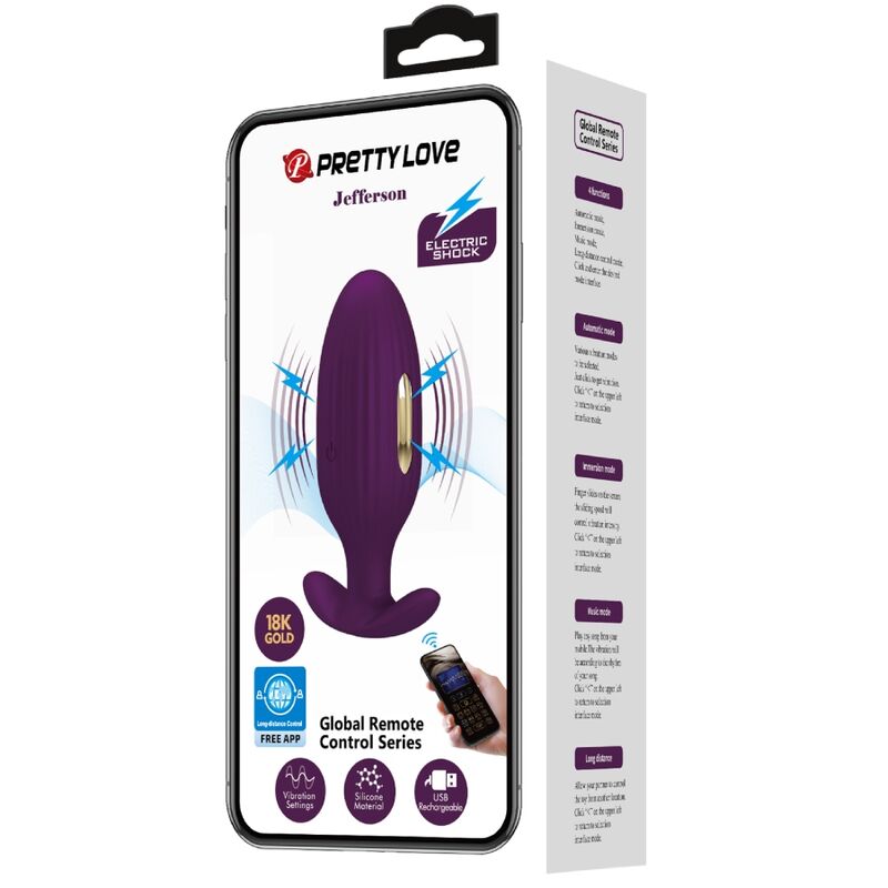 Pretty Love Jefferson App Controlled Anal Plug Purple | Niks.fi verkkokauppa