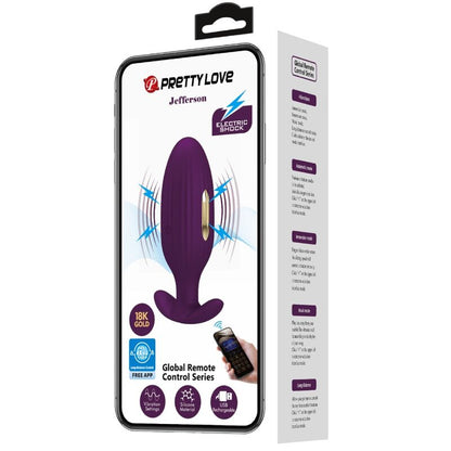 Pretty Love Jefferson App Controlled Anal Plug Purple | Niks.fi verkkokauppa