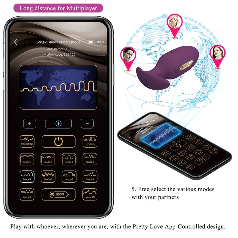 Pretty Love Jefferson App Controlled Anal Plug Purple | Niks.fi verkkokauppa