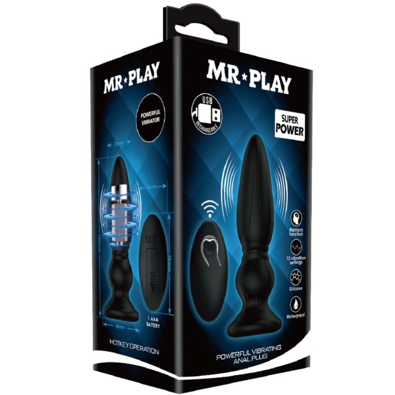 Mr Play Powerful Vibrator Remote Control Anal Plug Black | Niks.fi verkkokauppa